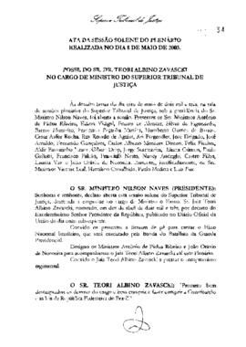 Ata de Posse do Ministro Teori Albino Zavascki no Tribunal (Coleção)