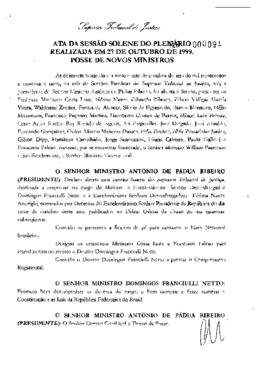 Ata de Posse do Ministro Franciulli Netto no Tribunal (Coleção)