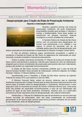 Edição n. 67 - Desapropriação para Criação de Áreas de Preservação Ambiental