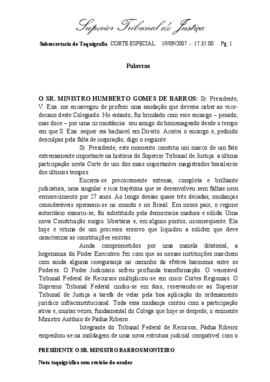 Nota Taquigráfica da Homenagem ao Ministro Antônio de Pádua Ribeiro decorrente de sua Aposentador...