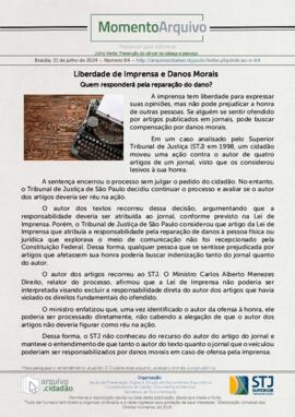 Edição n. 64 - Liberdade de Imprensa e Danos Morais