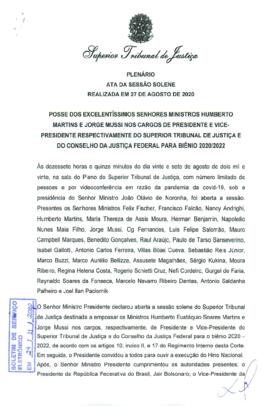Ata de posse do Ministro Humberto Martins na Presidência e do Ministro Jorge Mussi na Vice-Presid...